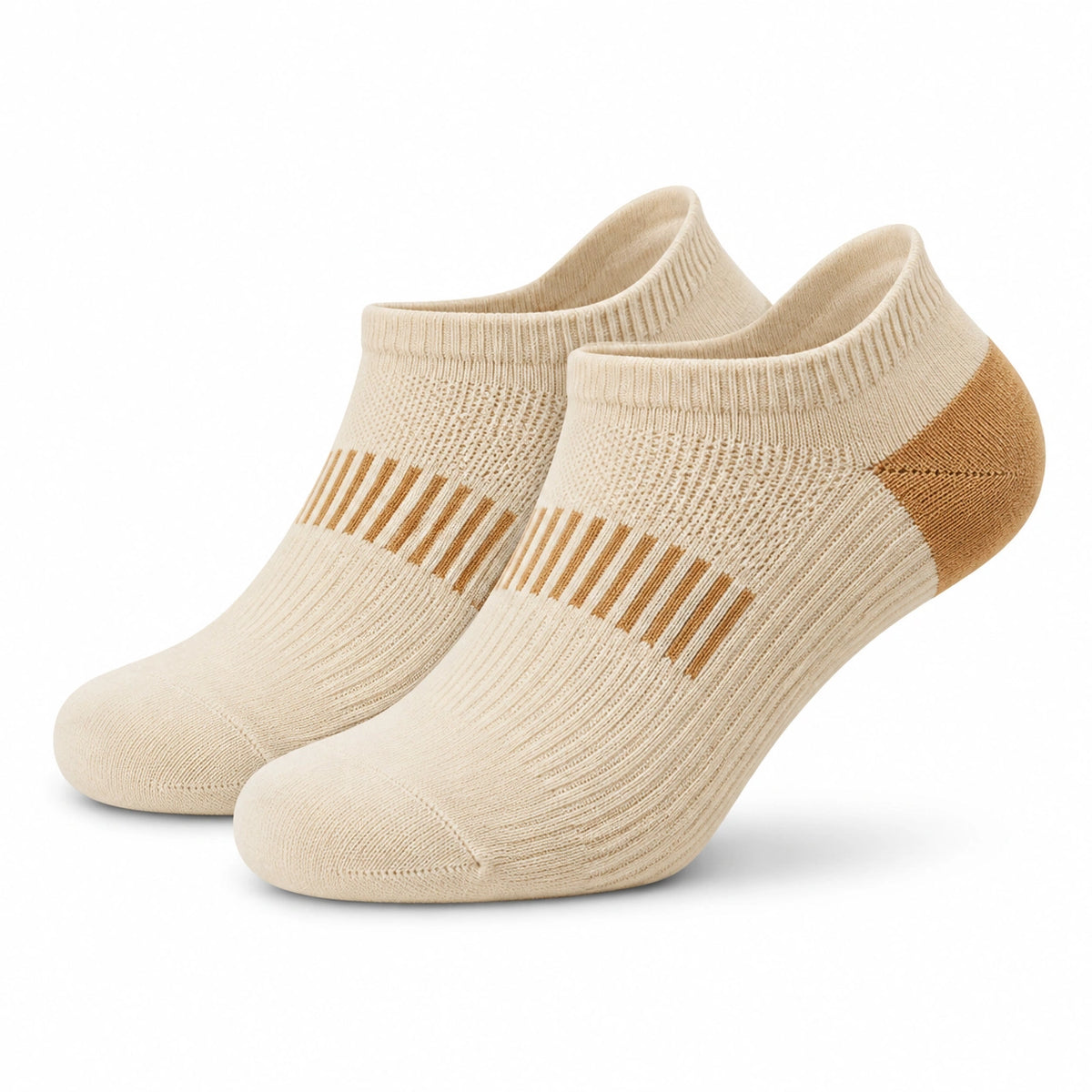 Chaussettes basses 43-46 en maille beige et marron pour sport style côtelé