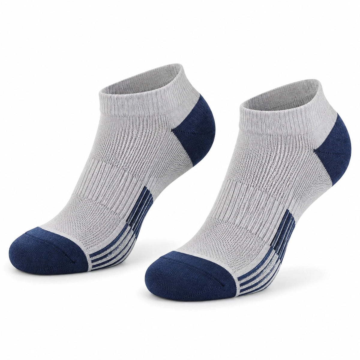 Chaussettes de sport 43-46 en maille gris et bleu marine - coupe basse respirante