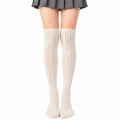 Chaussettes hautes femme taille 39-42 en maille ajourée crème style preppy