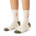 Chaussettes mi-mollet 43-46 en maille écrue à fleurs style décontracté