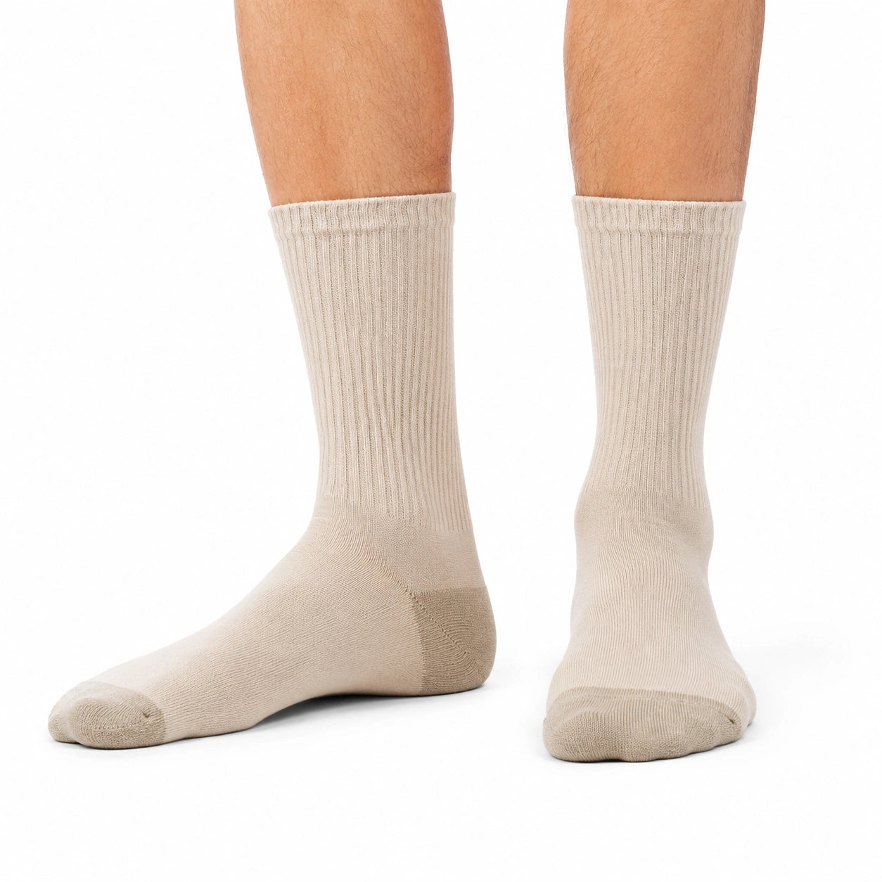 Chaussettes mi-mollet 39-42 en maille beige côtelée