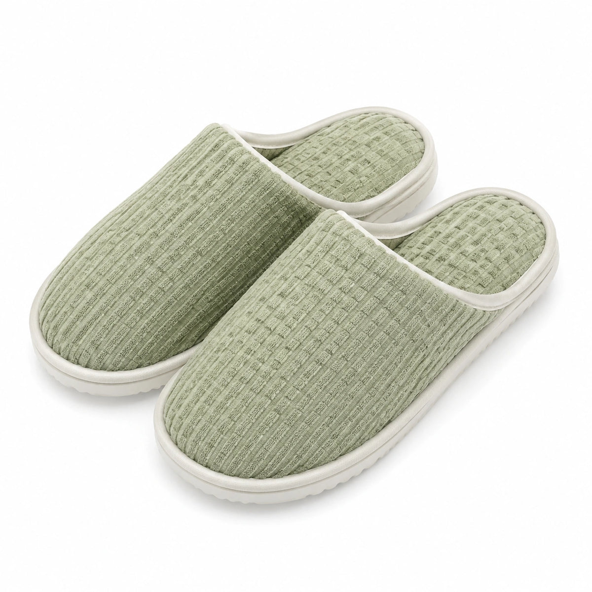 Chaussons 40/41 en textile vert clair à enfiler semelle texturée