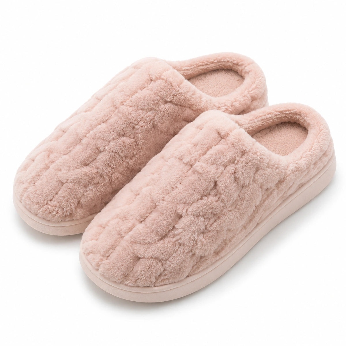 Chaussons 42/43 en textile peluche rose pour intérieur à enfiler