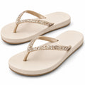 Tongs femme 38/39 beige à brides synthétiques pailletées style plage