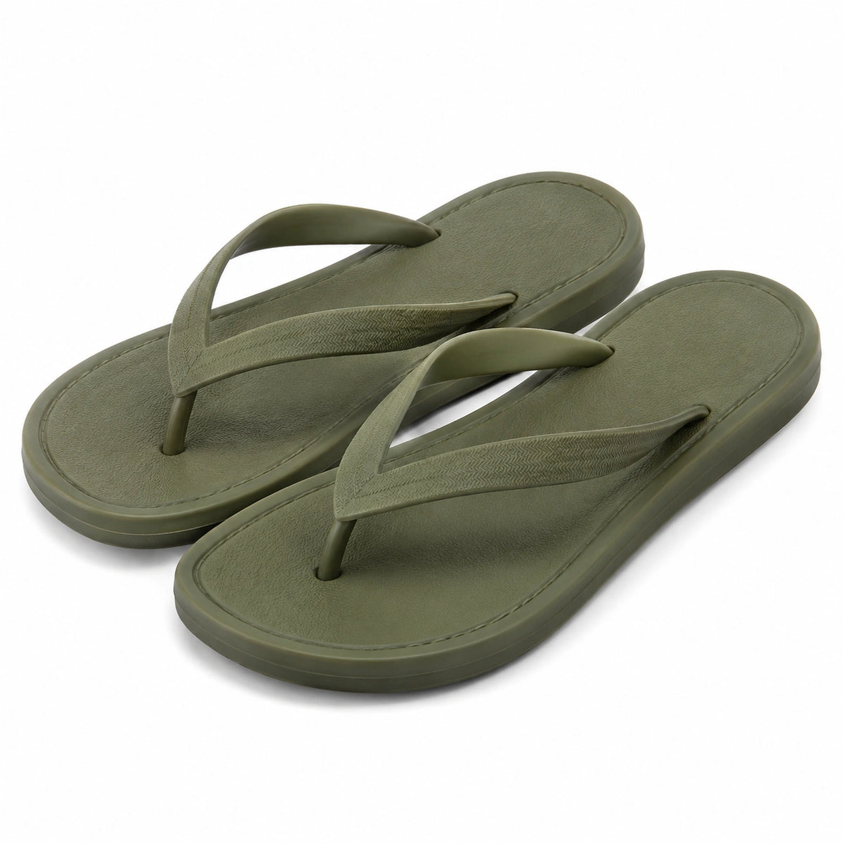 Tongs 38/39 en matière synthétique vert kaki - semelle épaisse antidérapante