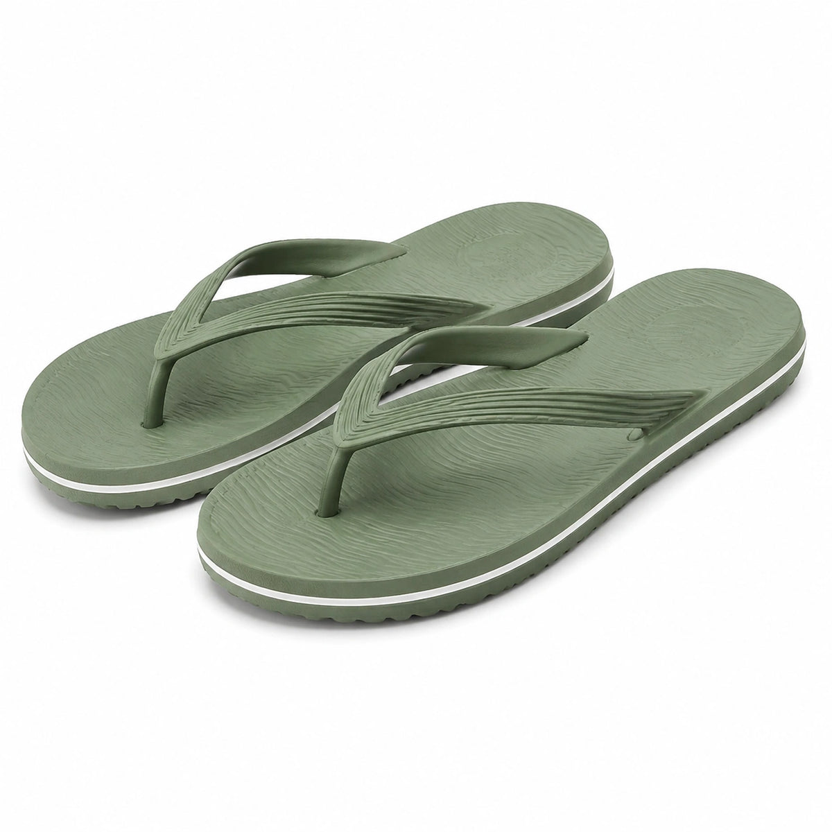 Tongs 38/39 en matière synthétique vert sauge - semelle texturée antidérapante pour plage